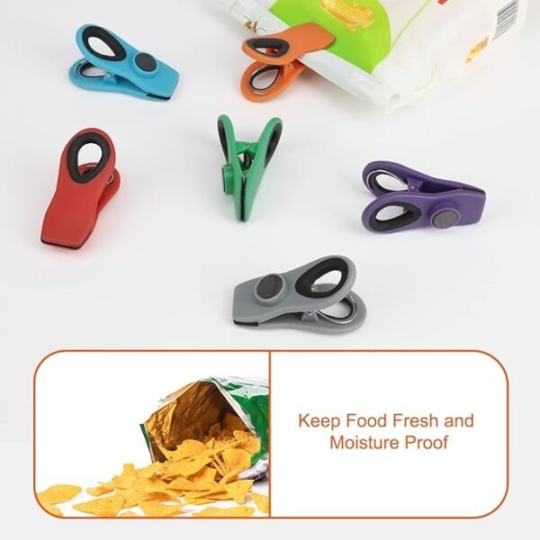 Chip Clips, Magnetic Bag Clips with Air Tight Seal for Food Storage (12 pieces) - Image 5