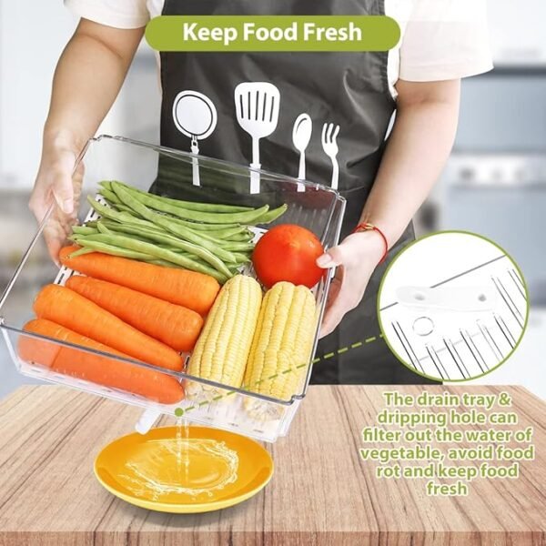 10 Pack Refrigerator Pantry Organizer Bins, Stackable Fridge Organizer Bins with Lids - Image 4