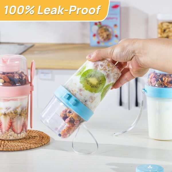 4 Pack 27oz Yogurt Parfait Cups with Lids and Spoons - Image 8