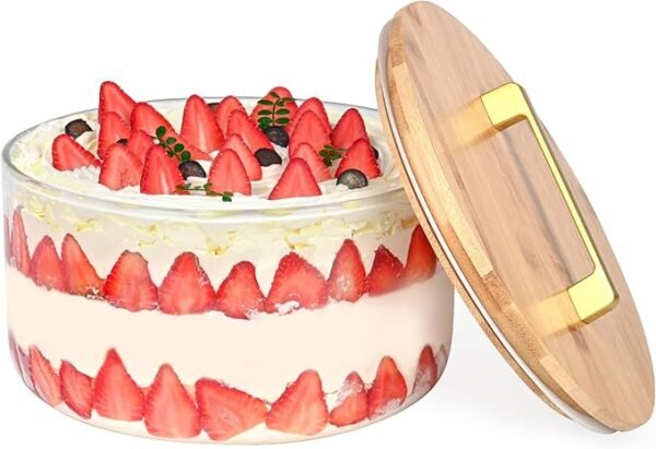195oz Large Trifle Bowl Glass, 9.8" Large Salad Bowl with Lid