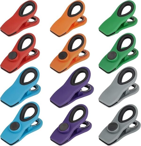 Chip Clips, Magnetic Bag Clips with Air Tight Seal for Food Storage (12 pieces)